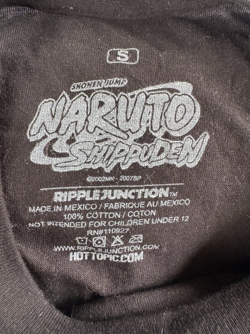 Naruto Shippuden Hot Top Ripple Junction Men's Black T Shirt Size Small - Picture 3 of 3